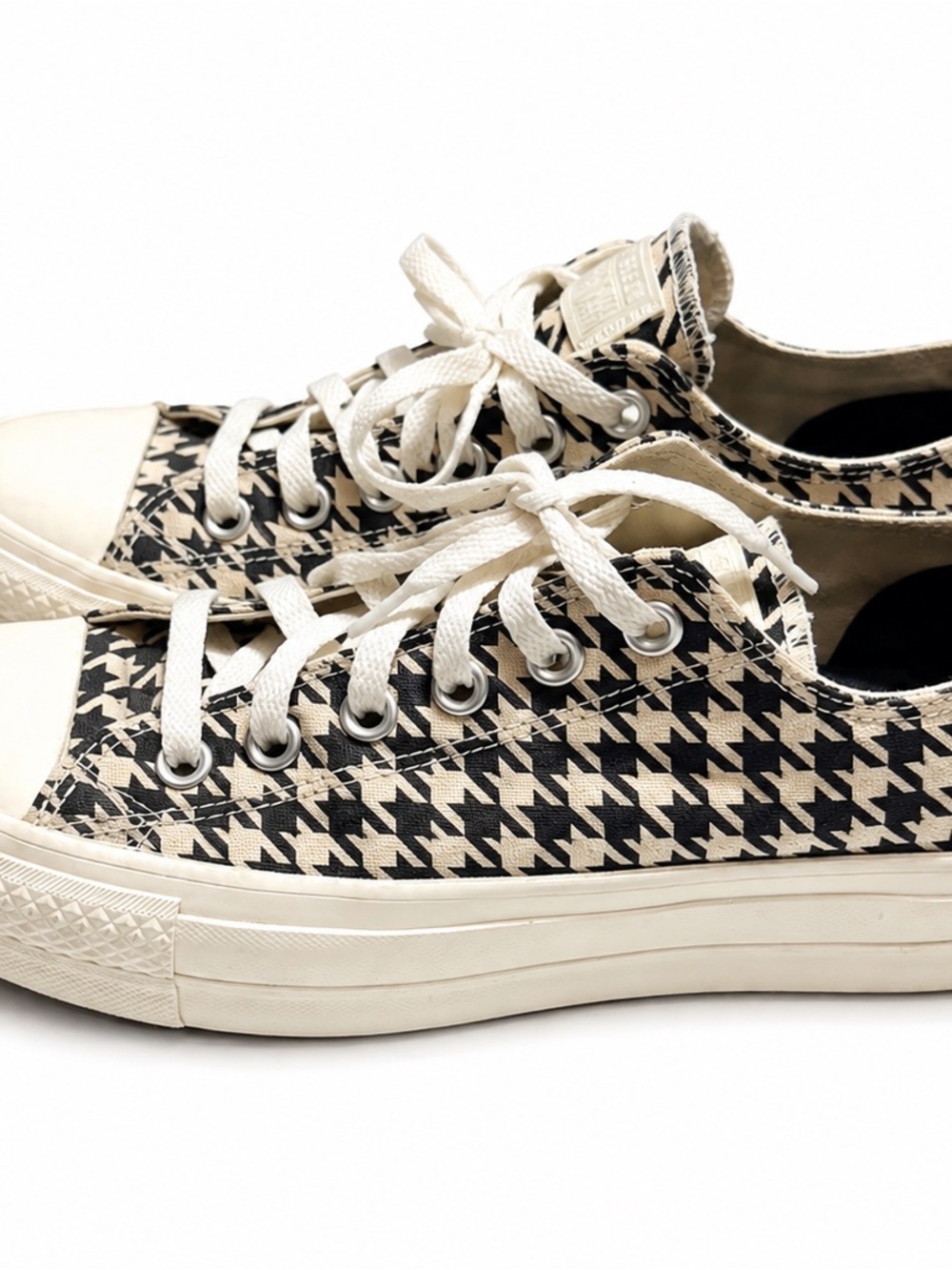 Converse Women's Low-Top Sneakers - Black & Cream Houndstooth - Picture 4 of 7